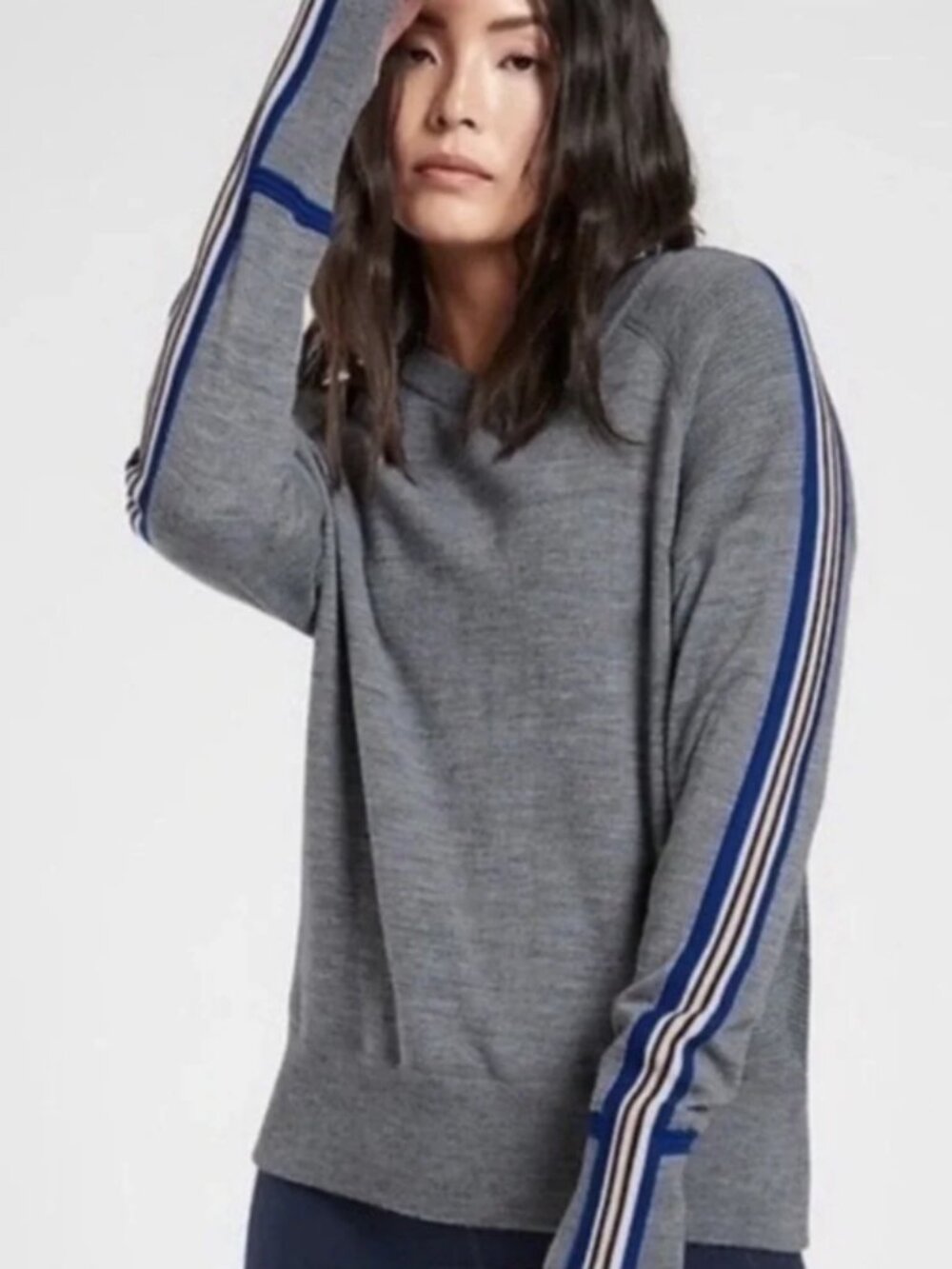 Athleta Canyon Colorblock Sweater, Merino Wool Blend, Stripes - Womens Large